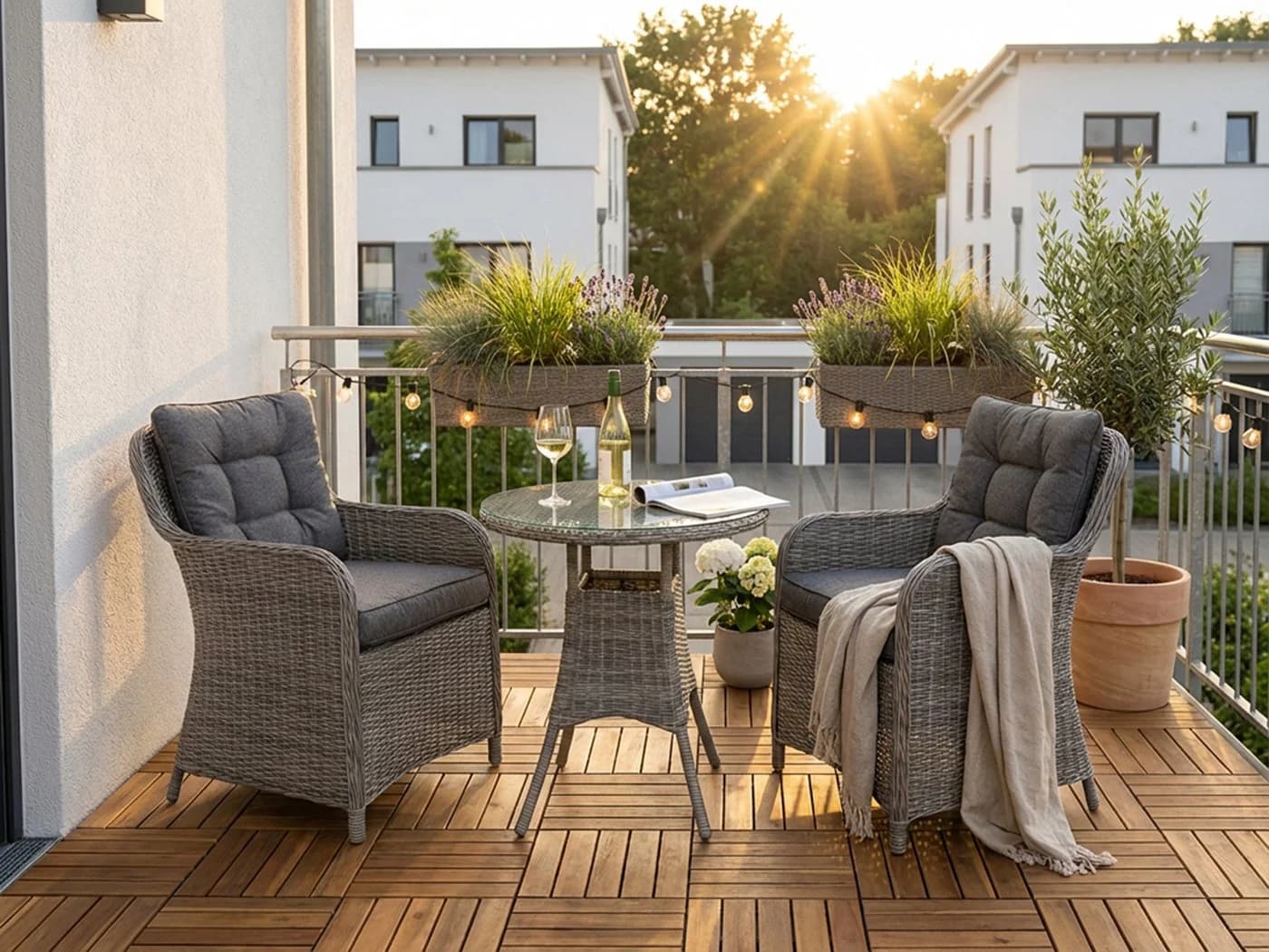 KONIFERA Garten-Essgruppe Menorca 3-tlg. Grau Aluminium Polyrattan - Bild 2