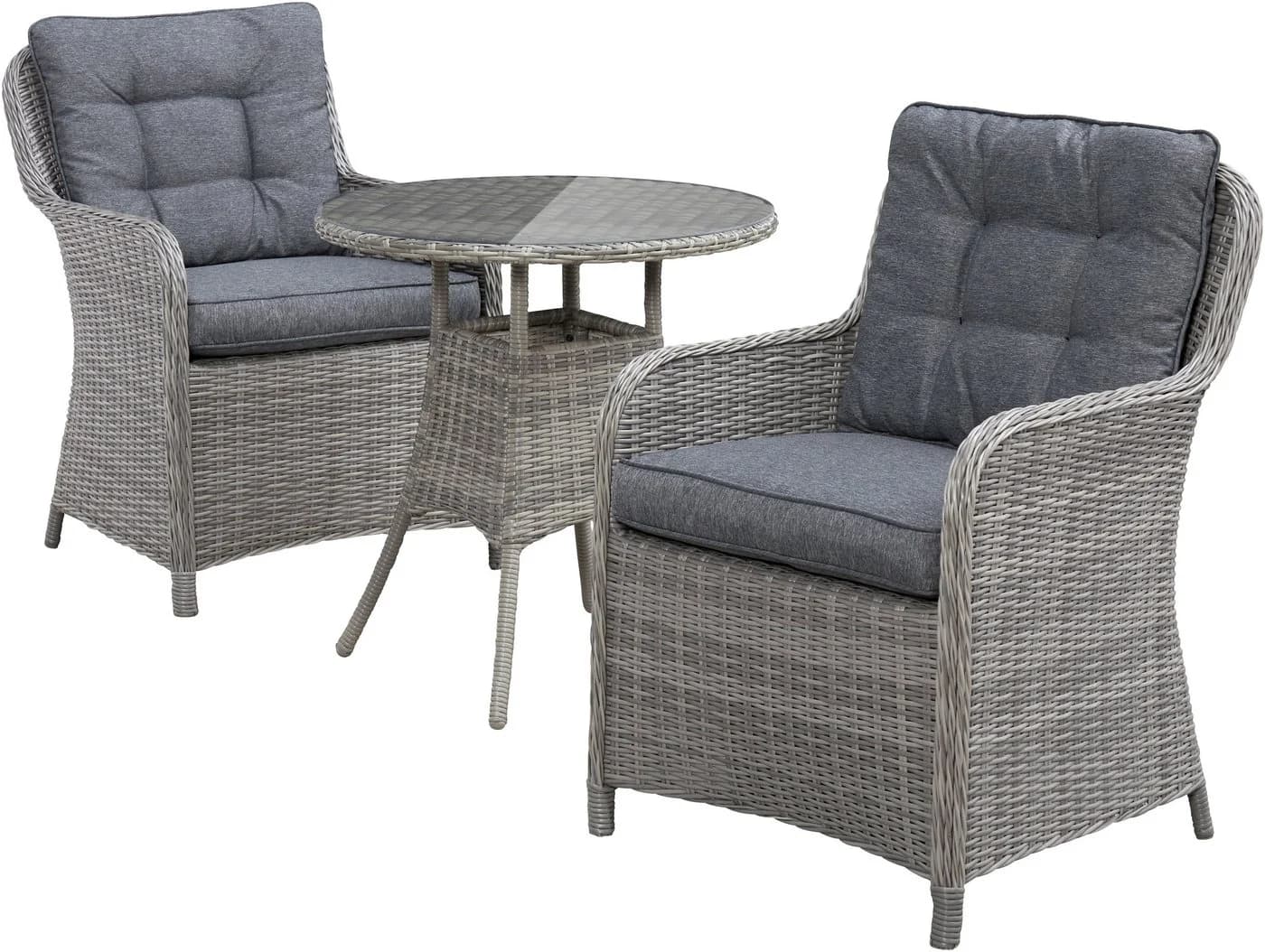 KONIFERA Garten-Essgruppe Menorca 3-tlg. Grau Aluminium Polyrattan - Bild 3