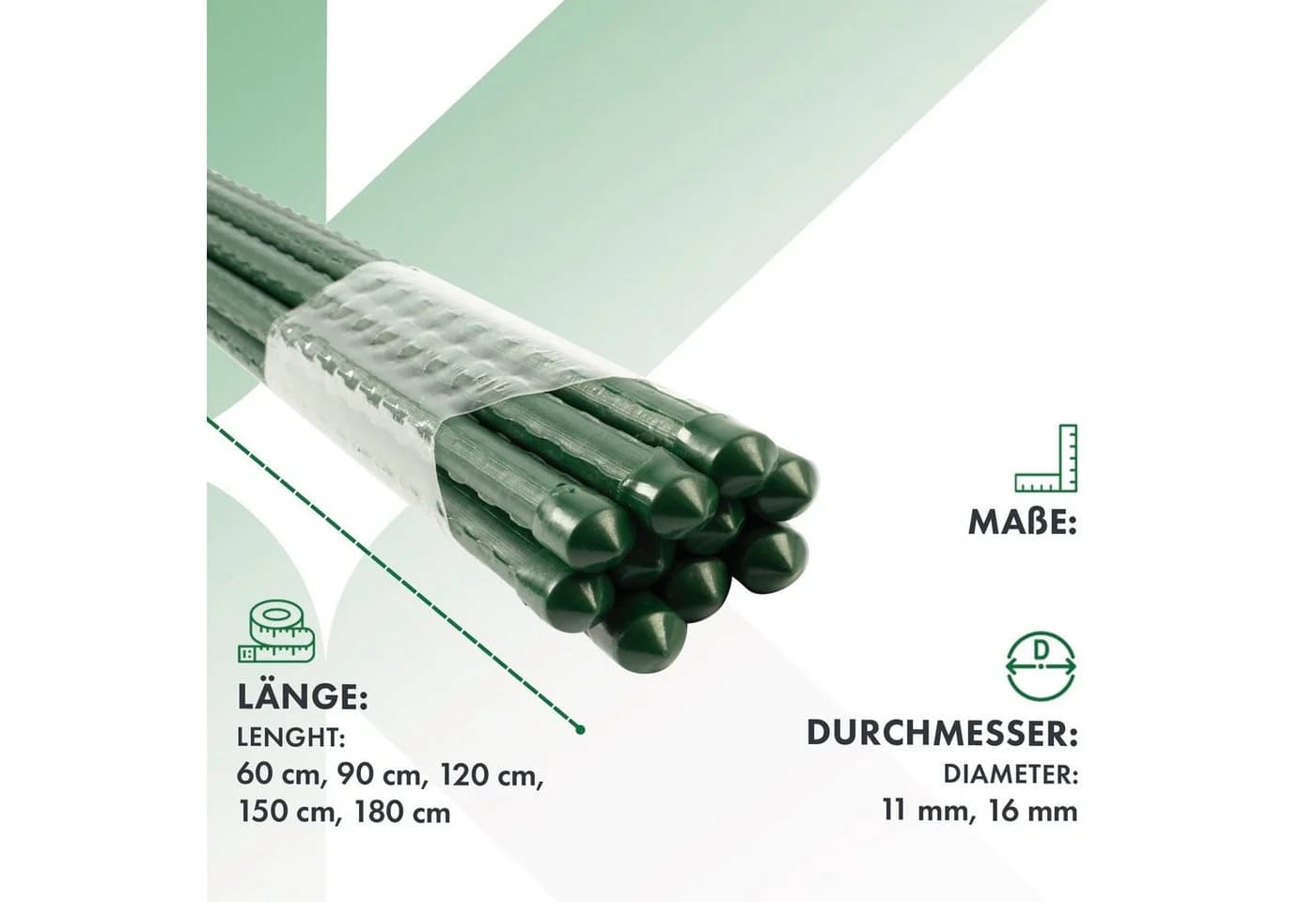 Kubus Rankhilfe Pflanzstab Mana 10er Set Grün Stahl Kunststoff - Bild 3