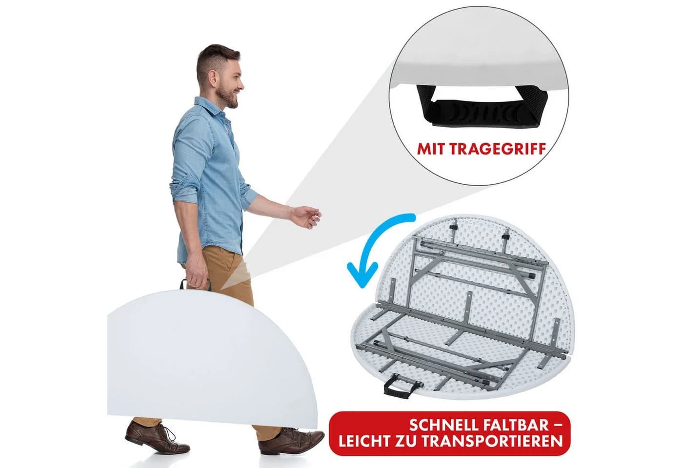 Kubus Campingtisch Sendai Klapptisch zusammenklappbar mit integriertem Tragegriff - Bild 3