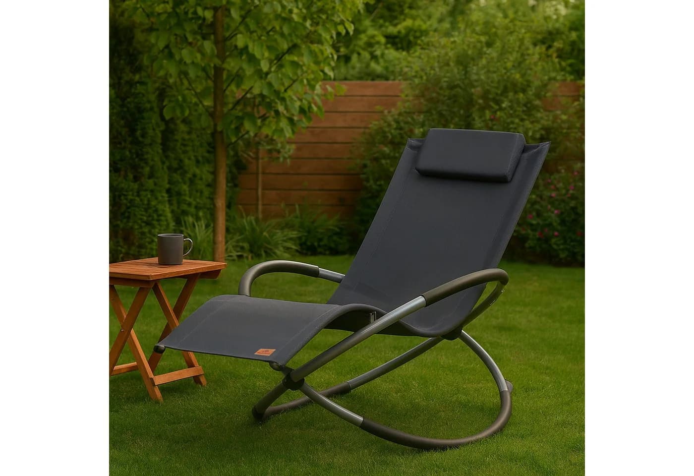 CampFeuer Gartenliege Relaxliege Anthrazit Klappbar