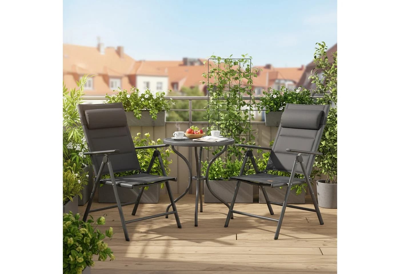 CampFeuer Klappstuhl Anthrazit 7-fach verstellbar Outdoor Gartenstuhl