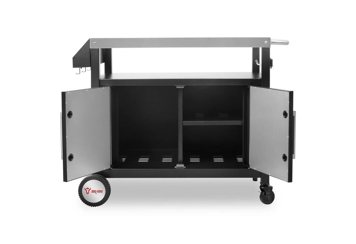 BBQ-Toro Grillwagen mit Arbeitsfläche und Stauraum Silber/Schwarz - Bild 4