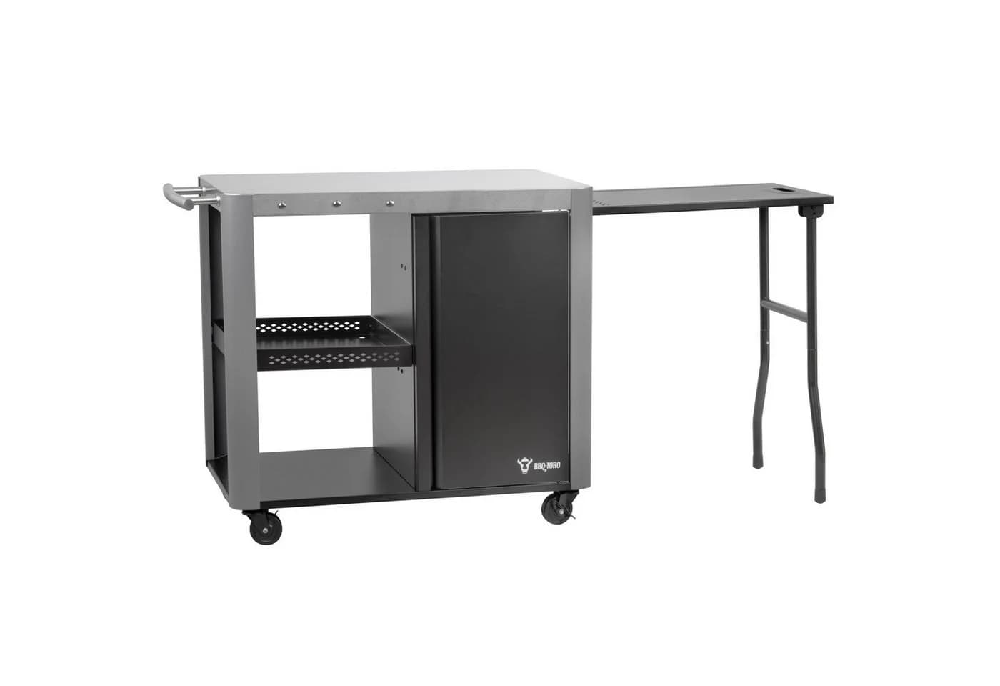 BBQ-Toro Grillwagen Silber mit Klapptisch und Stauraum - Bild 4