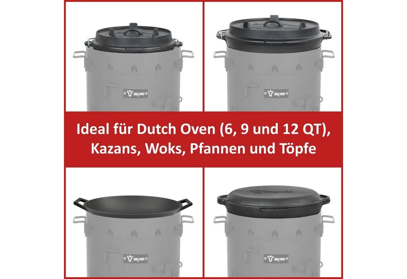 BBQ-Toro Feuerstelle Gusseisen Kazan 12,1L mit Kazan Ofen Ø 35 cm - Bild 4