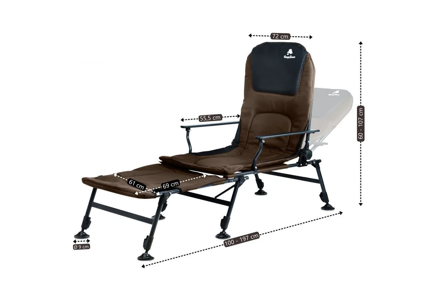 CampFeuer Angelstuhl 2in1 Braun/Schwarz Höhenverstellbar - Bild 3
