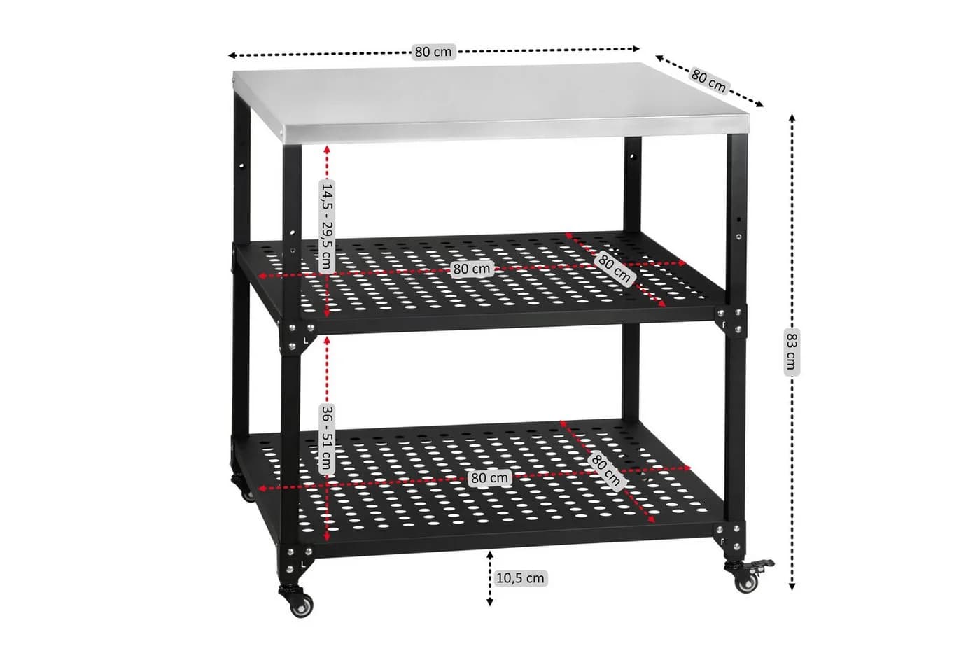 BBQ-Toro Grillwagen 80x80 cm Schwarz - Bild 3