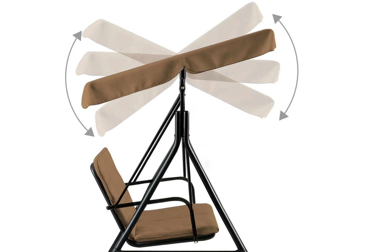 HinHocker Hollywoodschaukel 3-Sitzer Braun mit Sonnendach - Bild 5