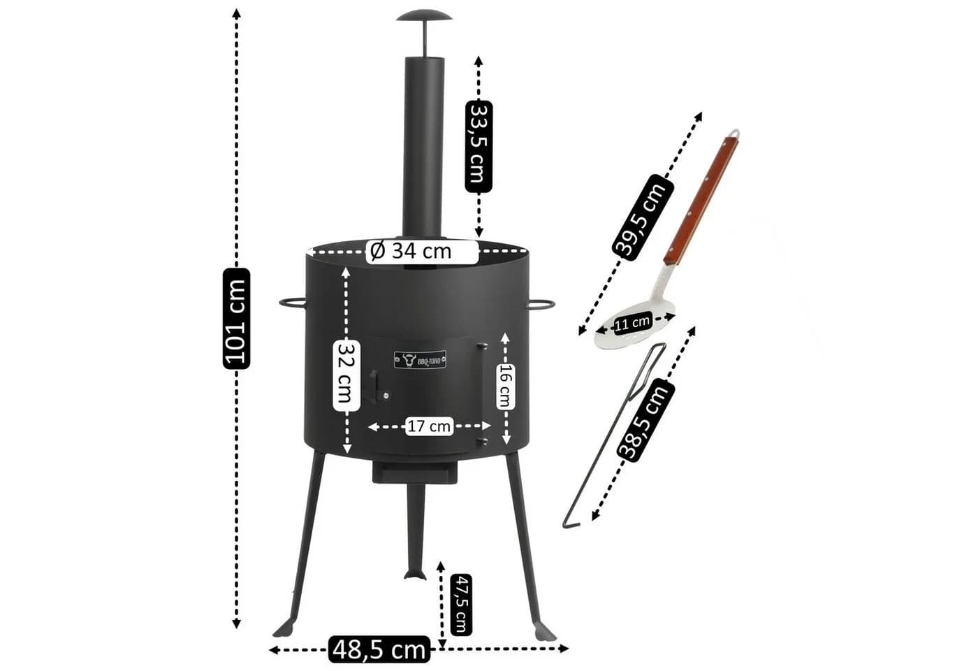 BBQ-Toro Feuerstelle mit Gusseisen Kazan 6,9L