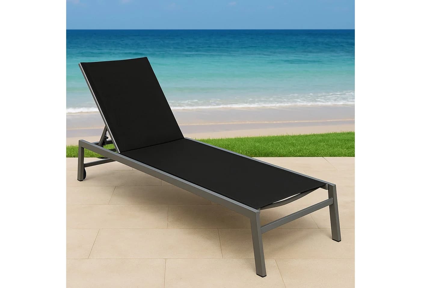 TPFGarden Gartenliege LEEDS Sonnenliege mit Rollen Aluminium
