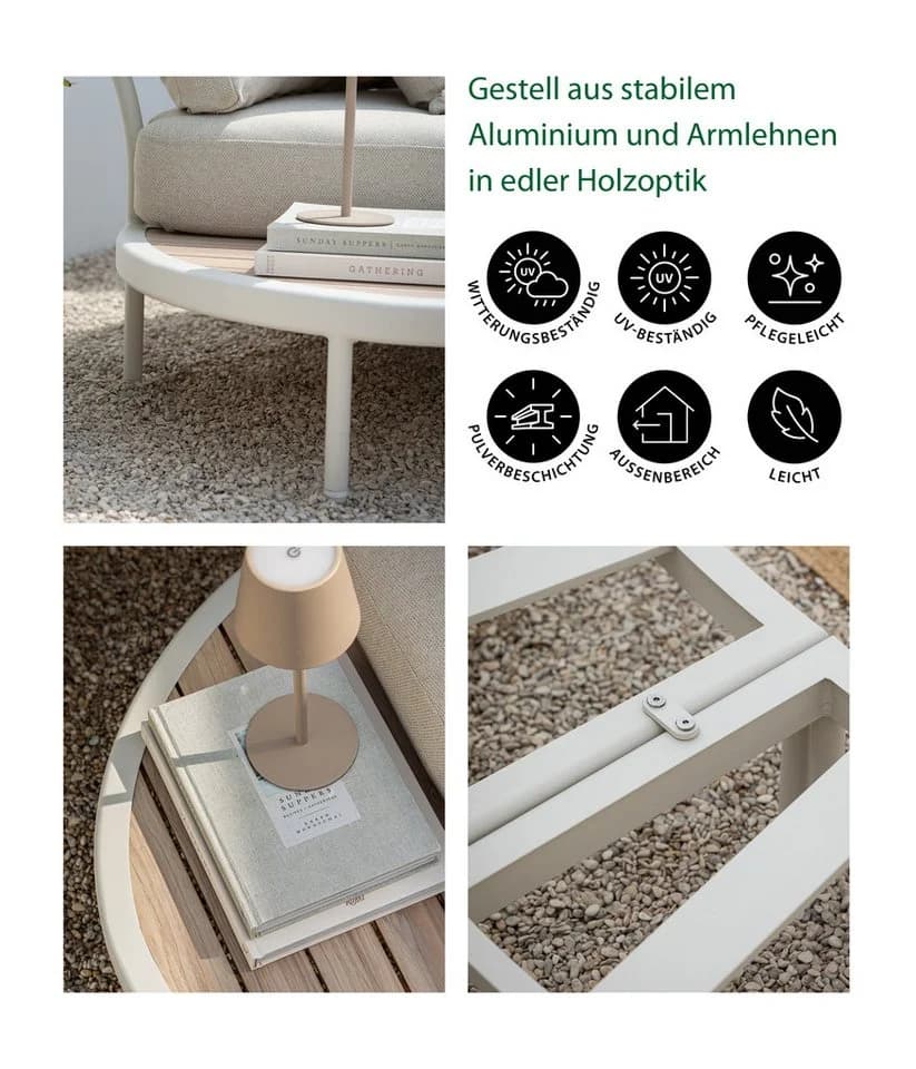 Dehner Gartenlounge-Set Avignon 5-Sitzer Aluminium Polyester Beige