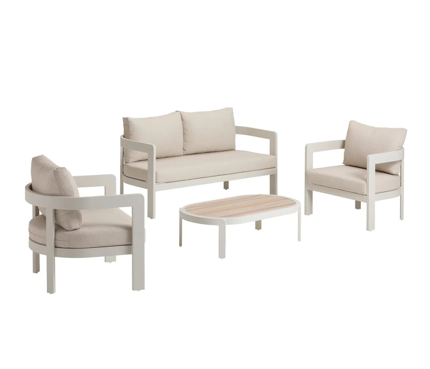 Dehner Gartenlounge-Set Altea 4-tlg. Creme Aluminium mit Kissen - Bild 2