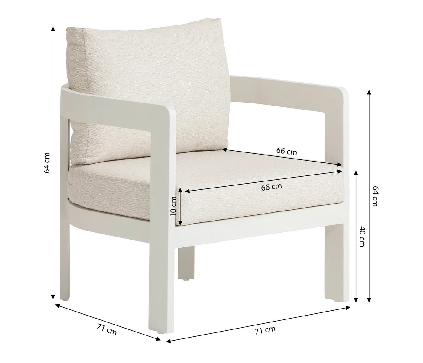 Dehner Gartenlounge-Set Altea 4-tlg. Creme Aluminium mit Kissen - Bild 4