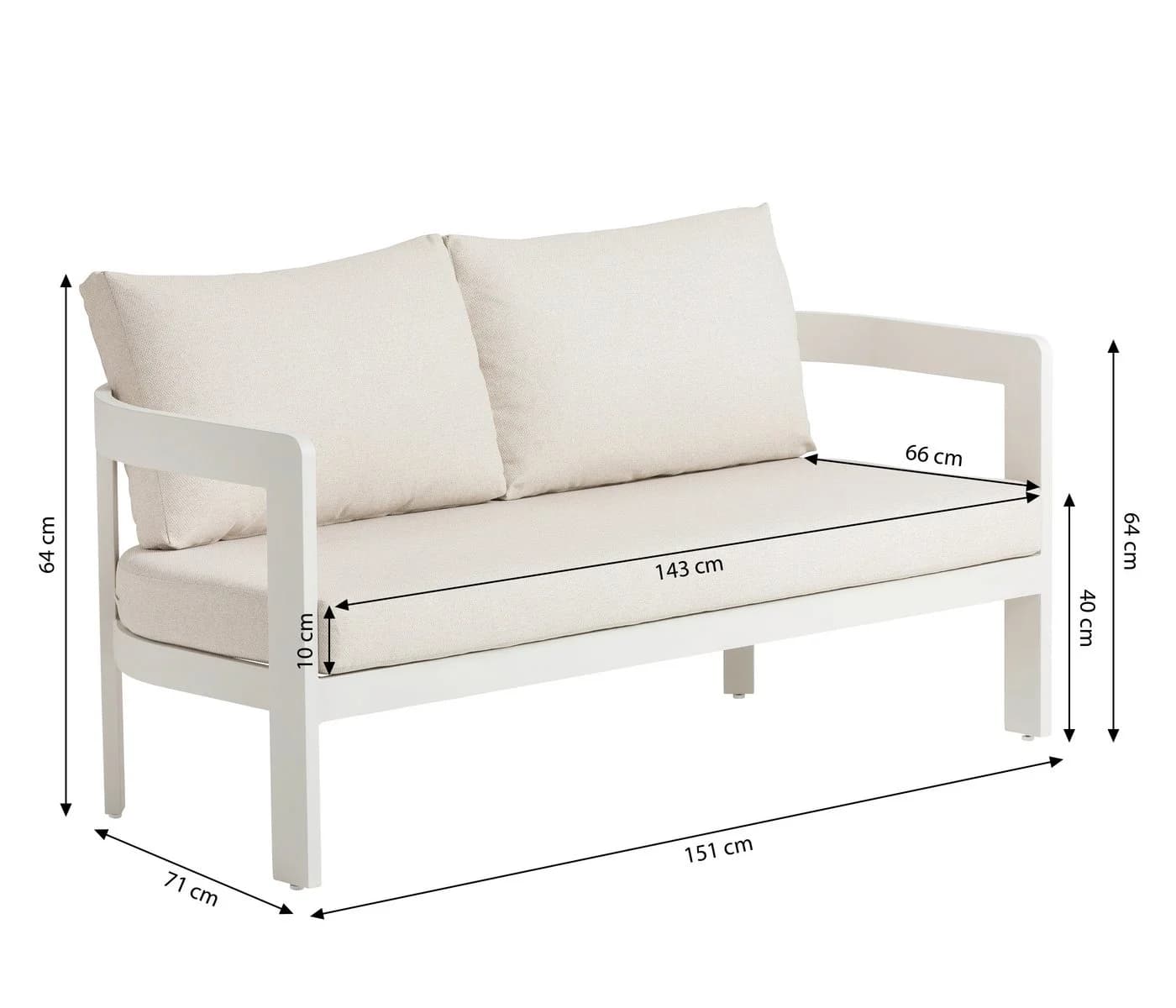 Dehner Gartenlounge-Set Altea 4-tlg. Creme Aluminium mit Kissen - Bild 5