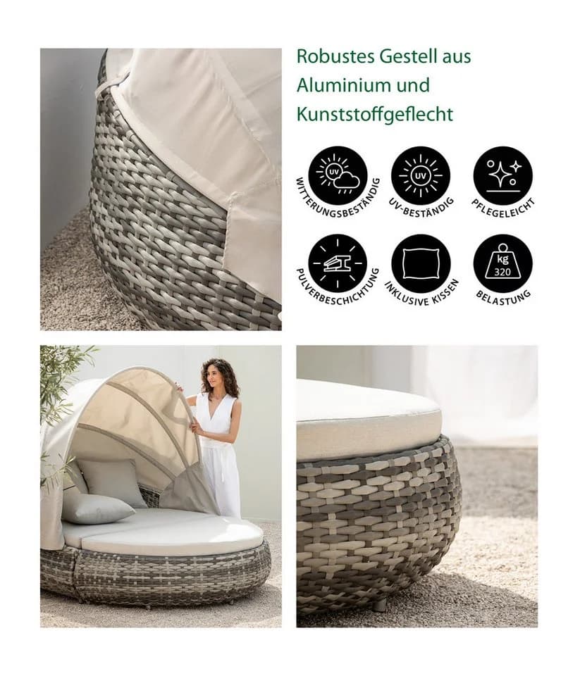 Dehner Daybed Tulum Gartenlounge-Set mit Faltdach - Bild 3