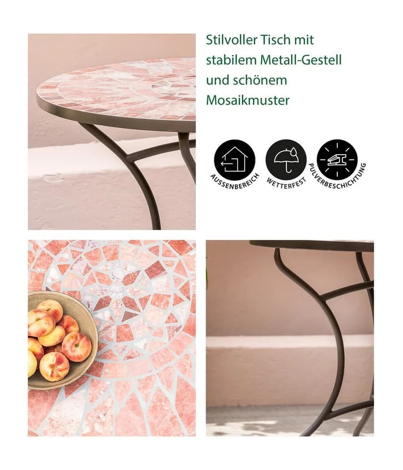 Dehner Mosaiktisch Chiara 4 Sitzplätze terra-rosé - Bild 3