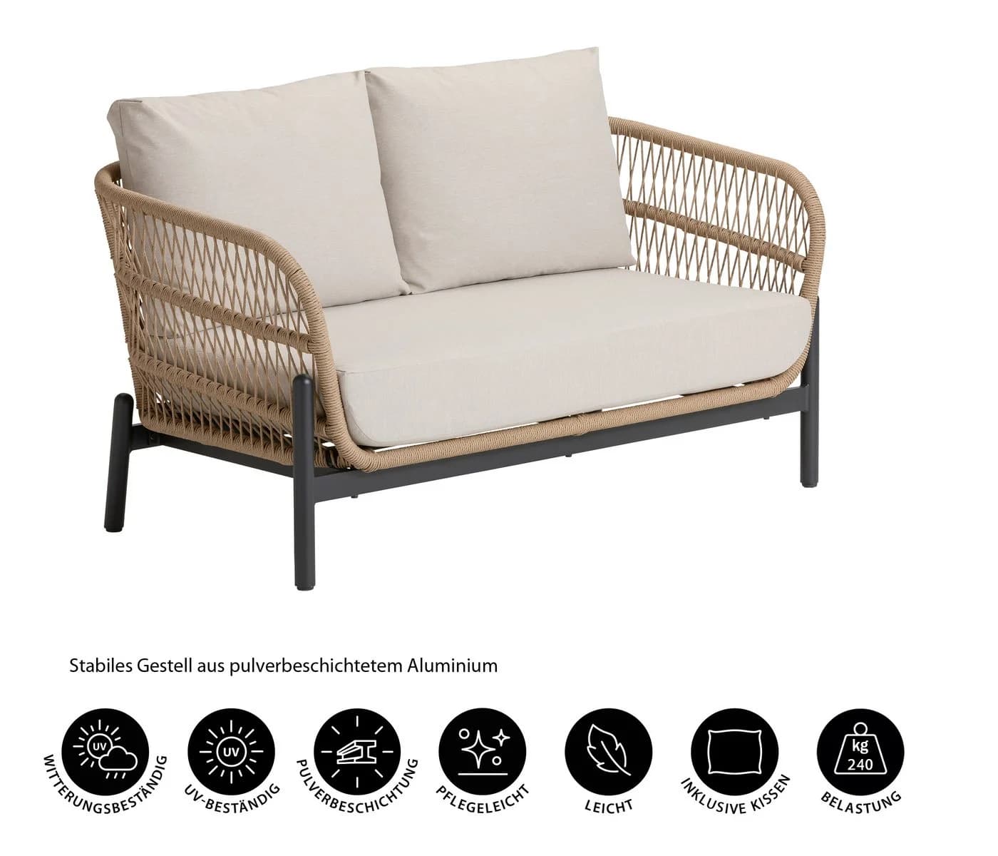 Dehner Gartenlounge-Set Lounge-Sofa St-Etienne 2-Sitzer - Bild 4