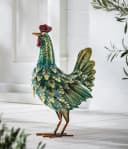 Dehner Gartenfigur Hahn/Huhn Grün/Gelb Eisen Handgefertigt Bild 1