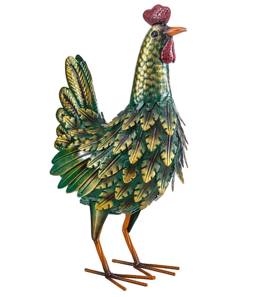 Dehner Gartenfigur Hahn/Huhn Grün/Gelb Eisen Handgefertigt - Bild 2