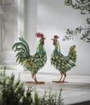 Dehner Gartenfigur Hahn/Huhn Grün/Gelb Eisen Handgefertigt Bild 3
