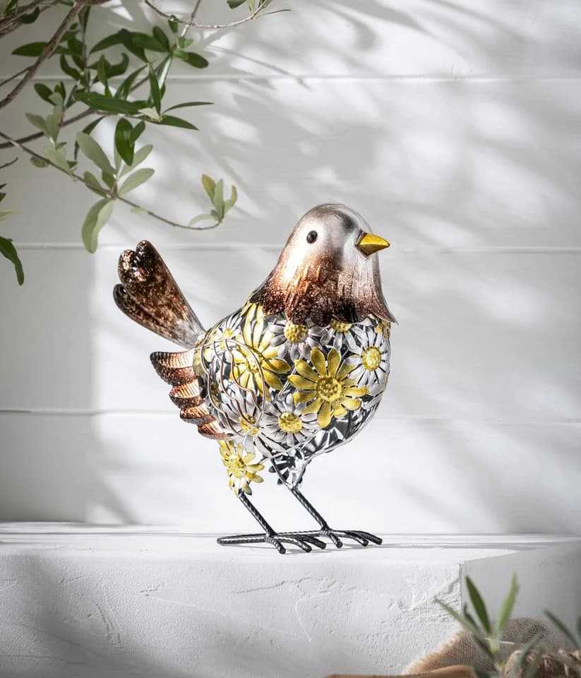 Dehner Gartenfigur Dekofigur Vogel Gelb Eisen