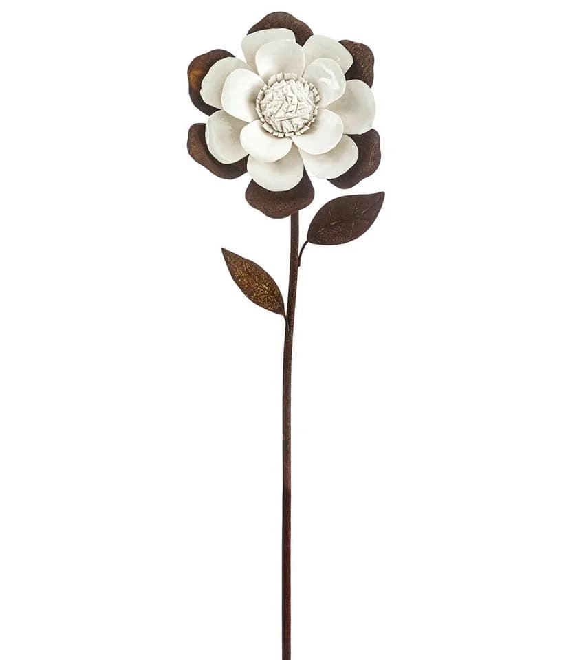 Dehner Gartenstecker Dekostab Blume Rostoptik Bronze Eisen Keramik - Bild 2