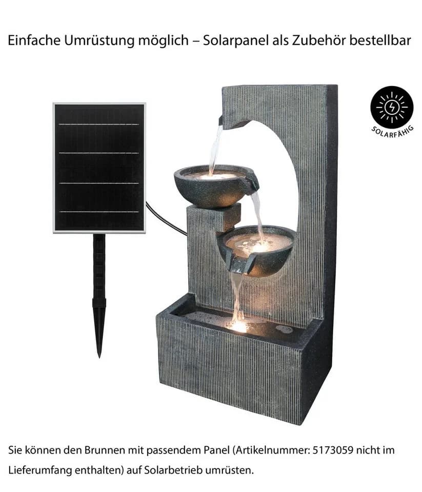 Dehner Gartenbrunnen Lorca Polyresin Grau mit LED-Beleuchtung