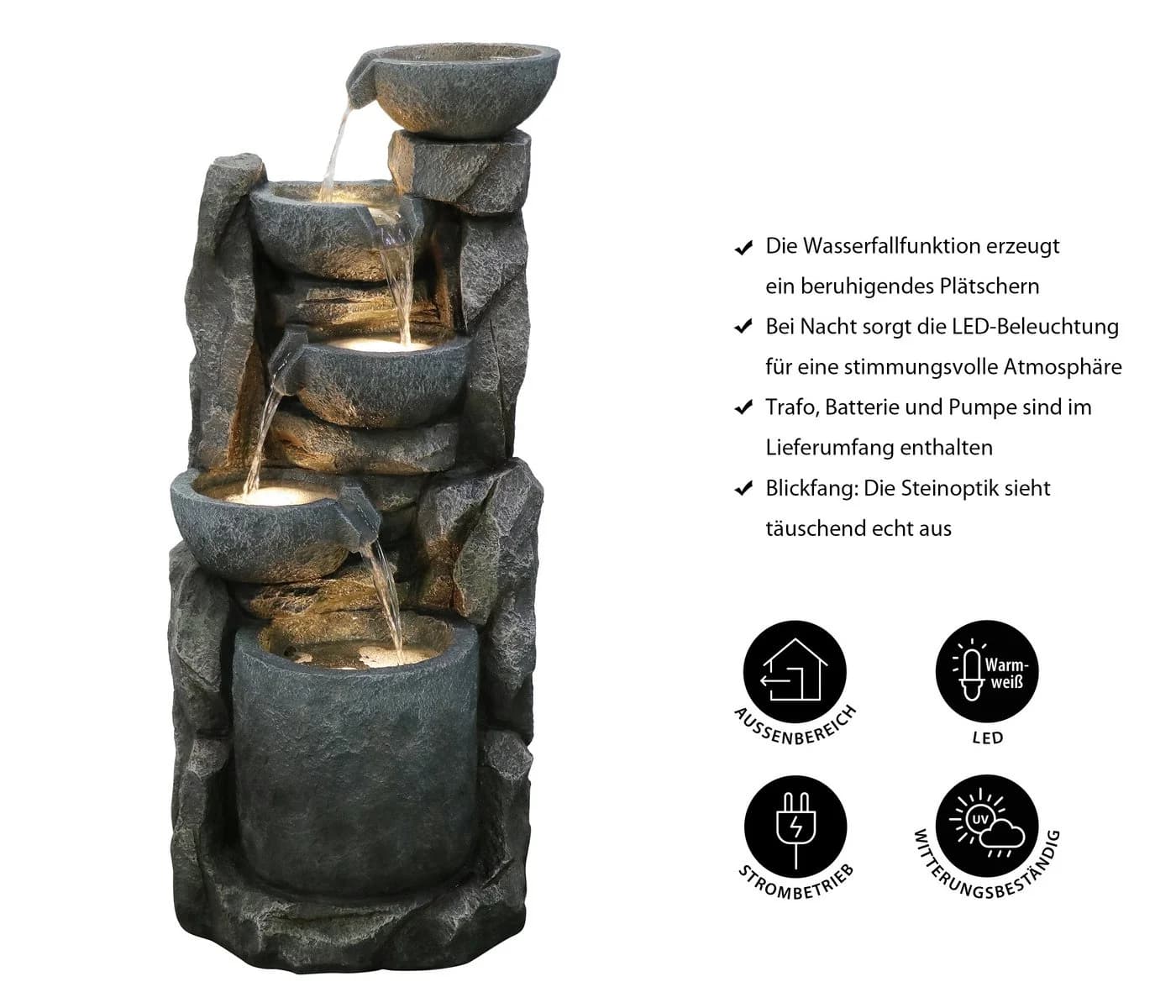 Dehner Gartenbrunnen Gresta mit LED Beleuchtung - Bild 3