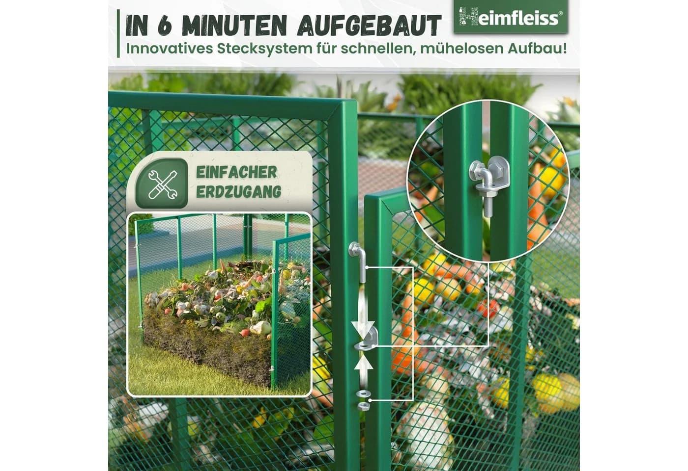 Heimfleiss® Metall Komposter 750L Verzinkt & Pulverbeschichtet - Bild 5