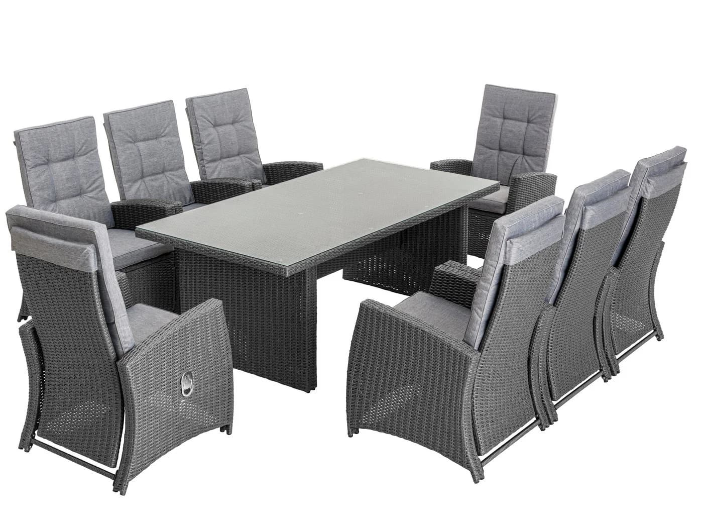 KONIFERA Garten-Essgruppe New Paris 25-tlg. Dunkelgrau Aluminium Polyrattan
