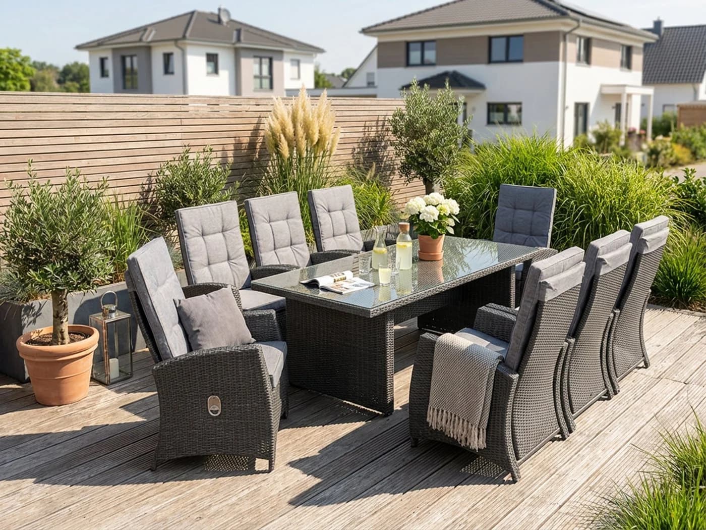 KONIFERA Garten-Essgruppe New Paris 25-tlg. Dunkelgrau Aluminium Polyrattan - Bild 2