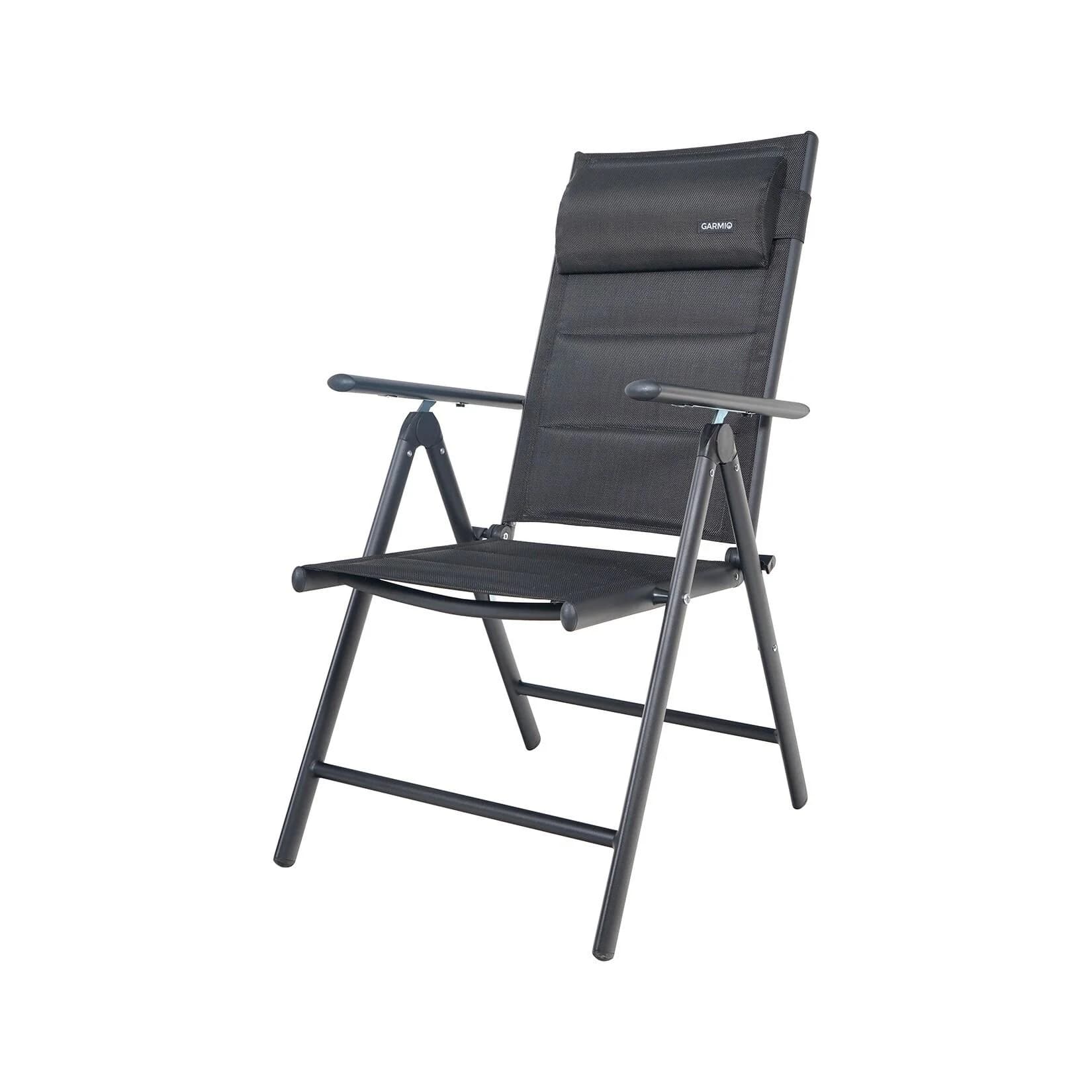GARMIO Klappstuhl Gartenstuhl FLORENZ Schwarz Aluminium 7-fach verstellbar