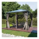 GARMIO® Pavillon 3x3m Garten Überdachung mit Polycarbonat-Dach & Moskitonetz Bild 1