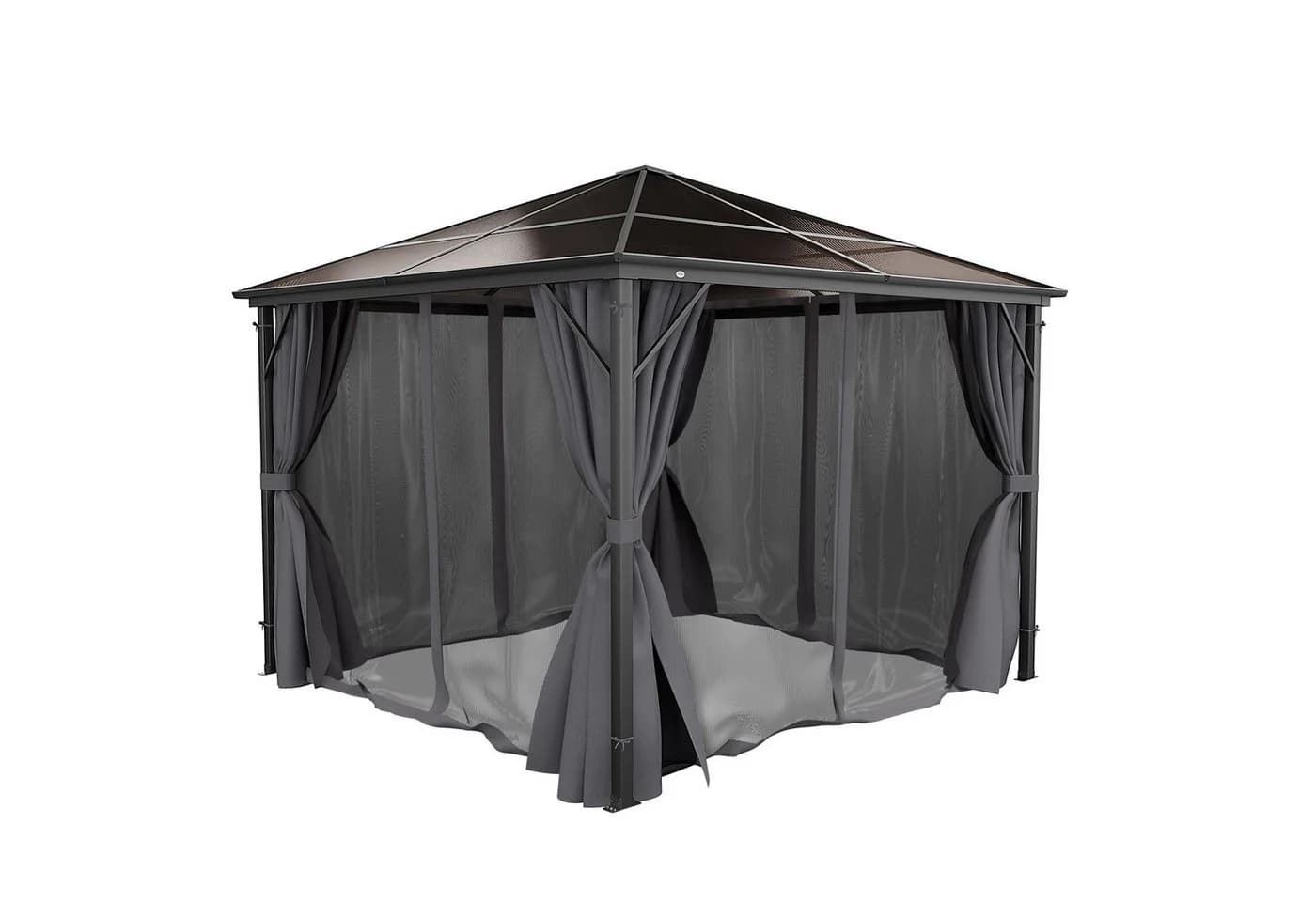 GARMIO® Pavillon 3x3m Garten Überdachung mit Polycarbonat-Dach & Moskitonetz - Bild 3