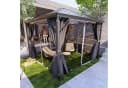 GARMIO® Pavillon 3x3m Garten Überdachung mit Polycarbonat-Dach & Moskitonetz Bild 5