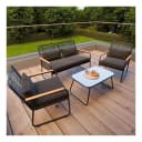 GARMIO Gartenlounge-Set 4-teilig mit Kissen Polyrattan Glastisch Bild 1