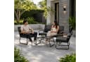 GARMIO Gartenlounge-Set 4-teilig mit Kissen Polyrattan Glastisch Bild 2