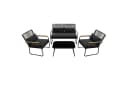 GARMIO Gartenlounge-Set 4-teilig mit Kissen Polyrattan Glastisch Bild 3