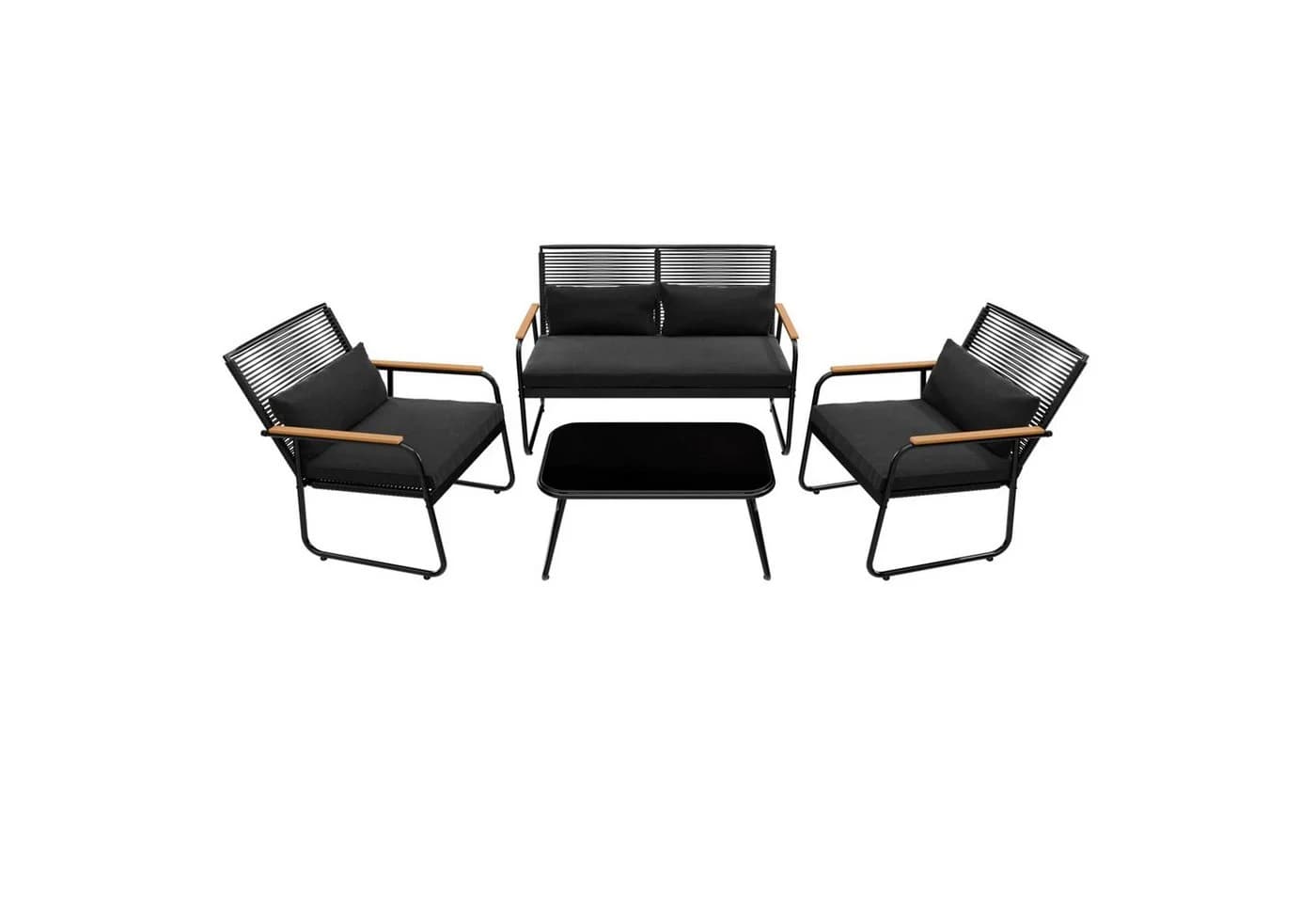 GARMIO Gartenlounge-Set 4-teilig mit Kissen Polyrattan Glastisch - Bild 3