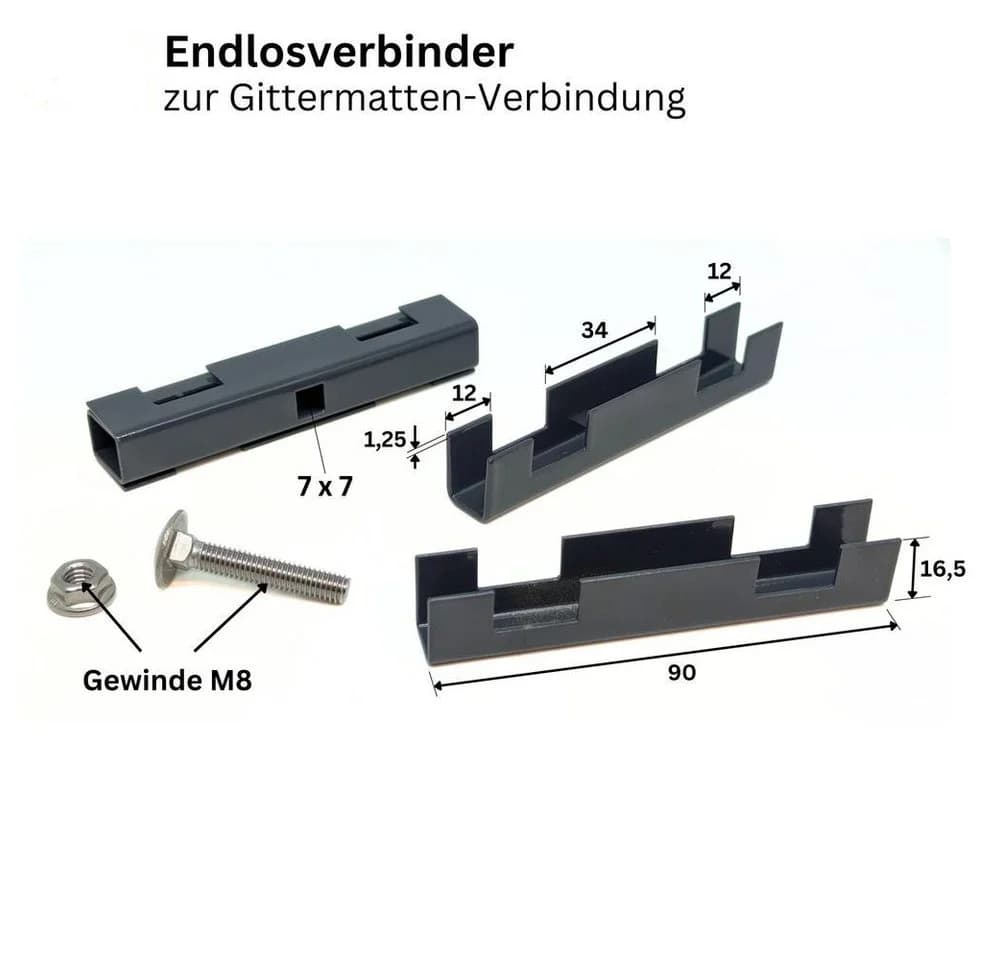 Zaunfachhandel24 Endlosverbinder Klemme Anthrazit für Doppelstabmattenzaun - Bild 4