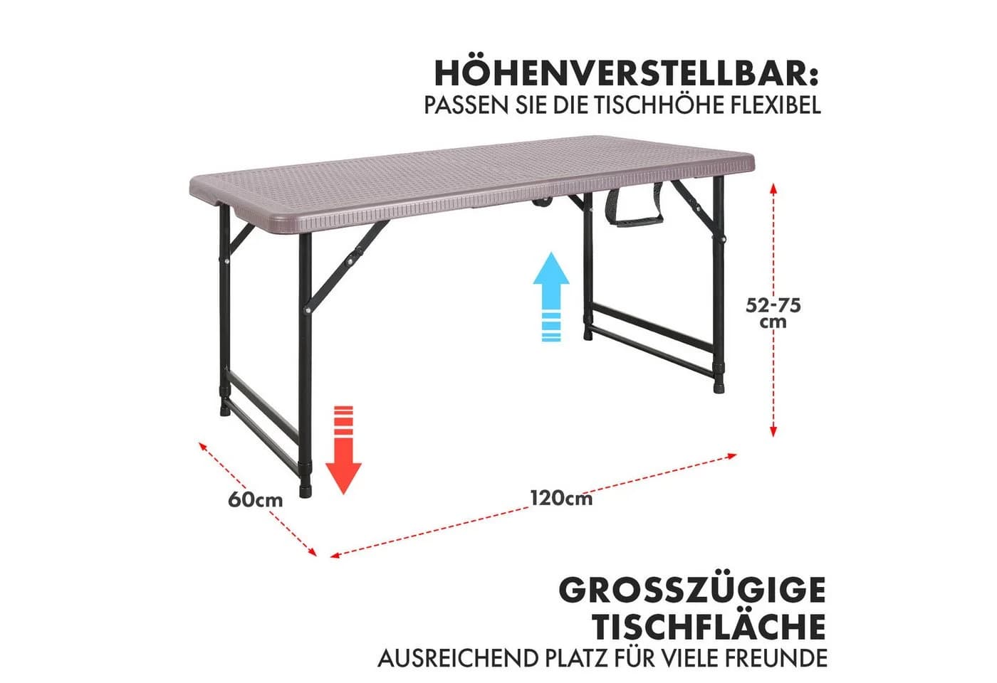 Floordirekt Klapptisch Saga Braun Höhenverstellbar