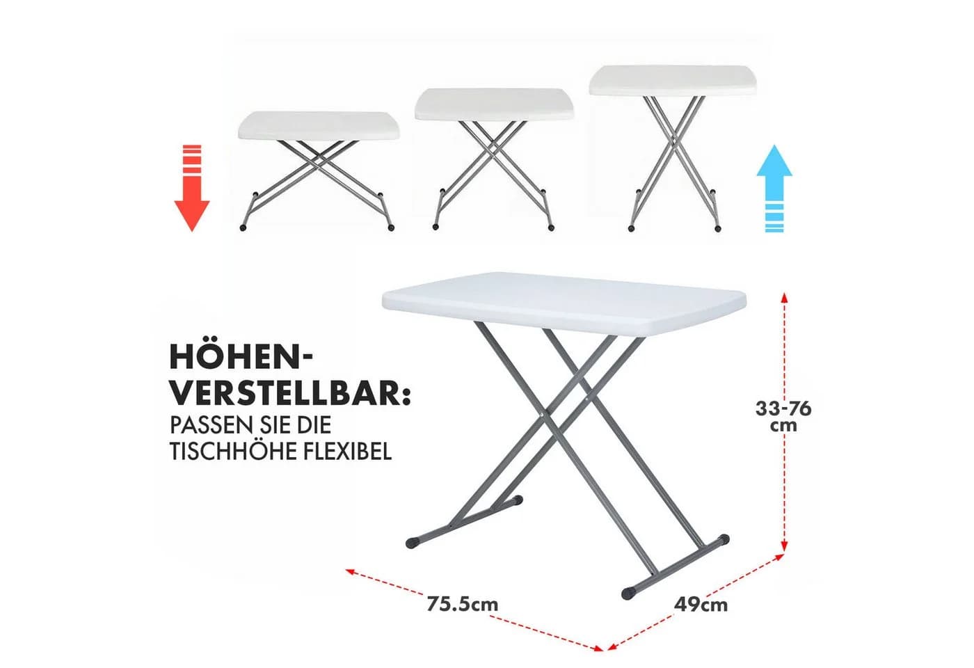 Floordirekt Klapptisch Nara Weiß Campingtisch