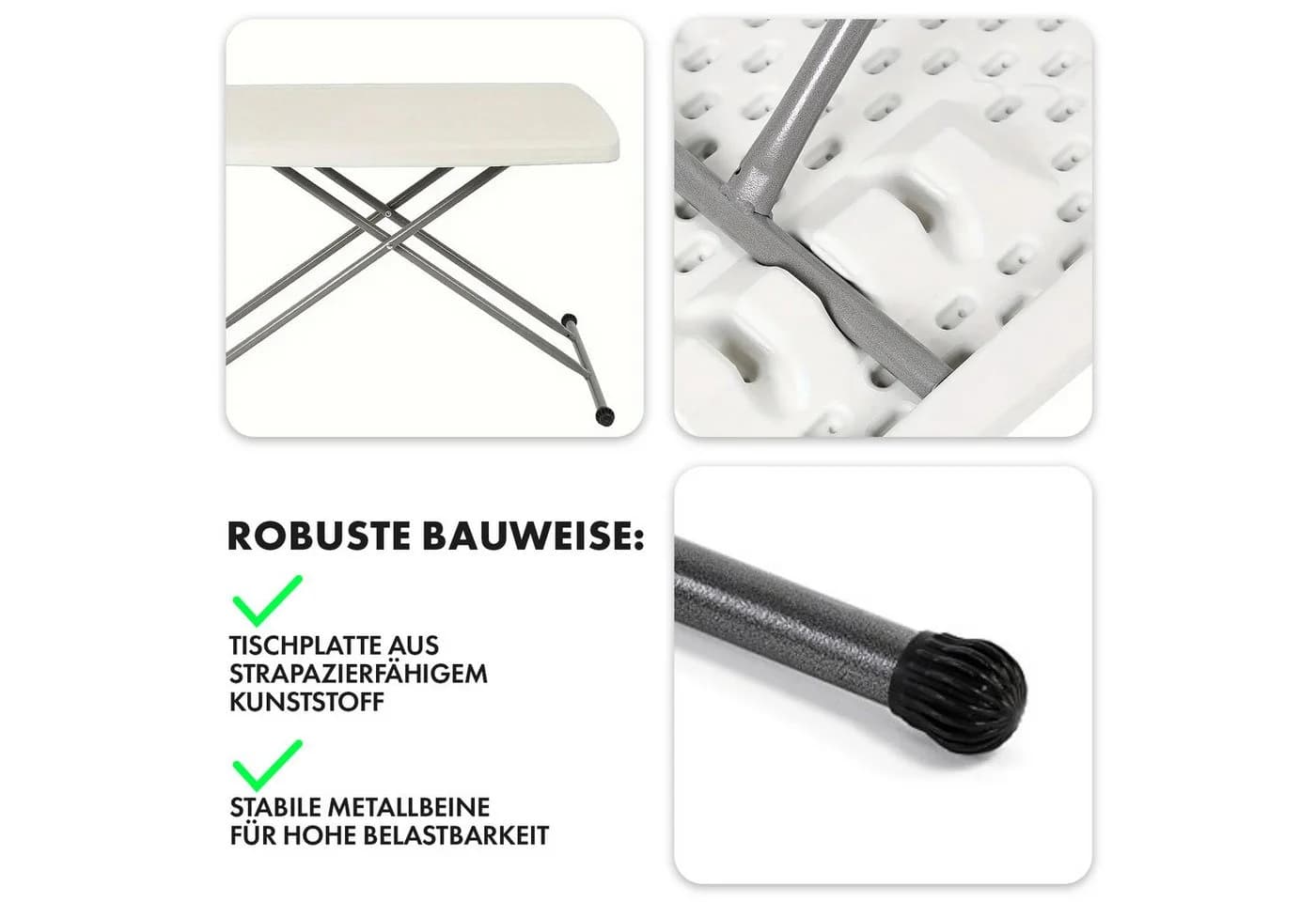 Floordirekt Klapptisch Nara Weiß Campingtisch - Bild 5