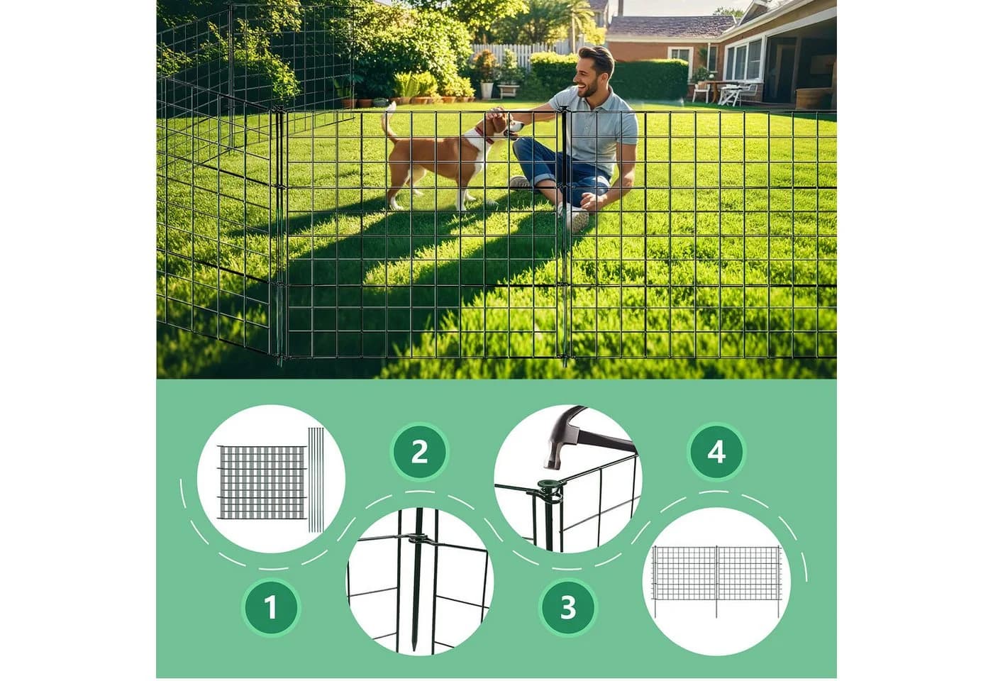 Floordirekt Teichzaun Pablo Metall-Steckzaun-Set Garten Teich Tiere