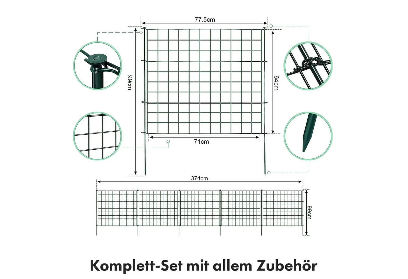 Floordirekt Teichzaun Pablo Metall-Steckzaun-Set Garten Teich Tiere - Bild 3