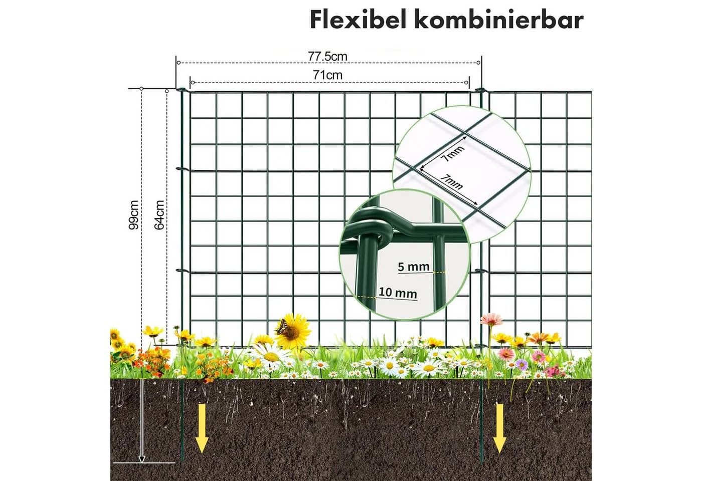 Floordirekt Teichzaun Pablo Metall-Steckzaun-Set Garten Teich Tiere - Bild 4
