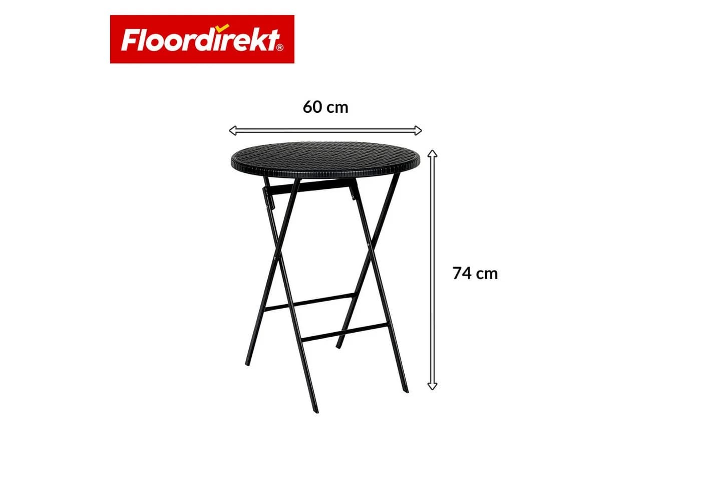 Floordirekt Klapptisch Toyama Ø 60 cm Schwarz