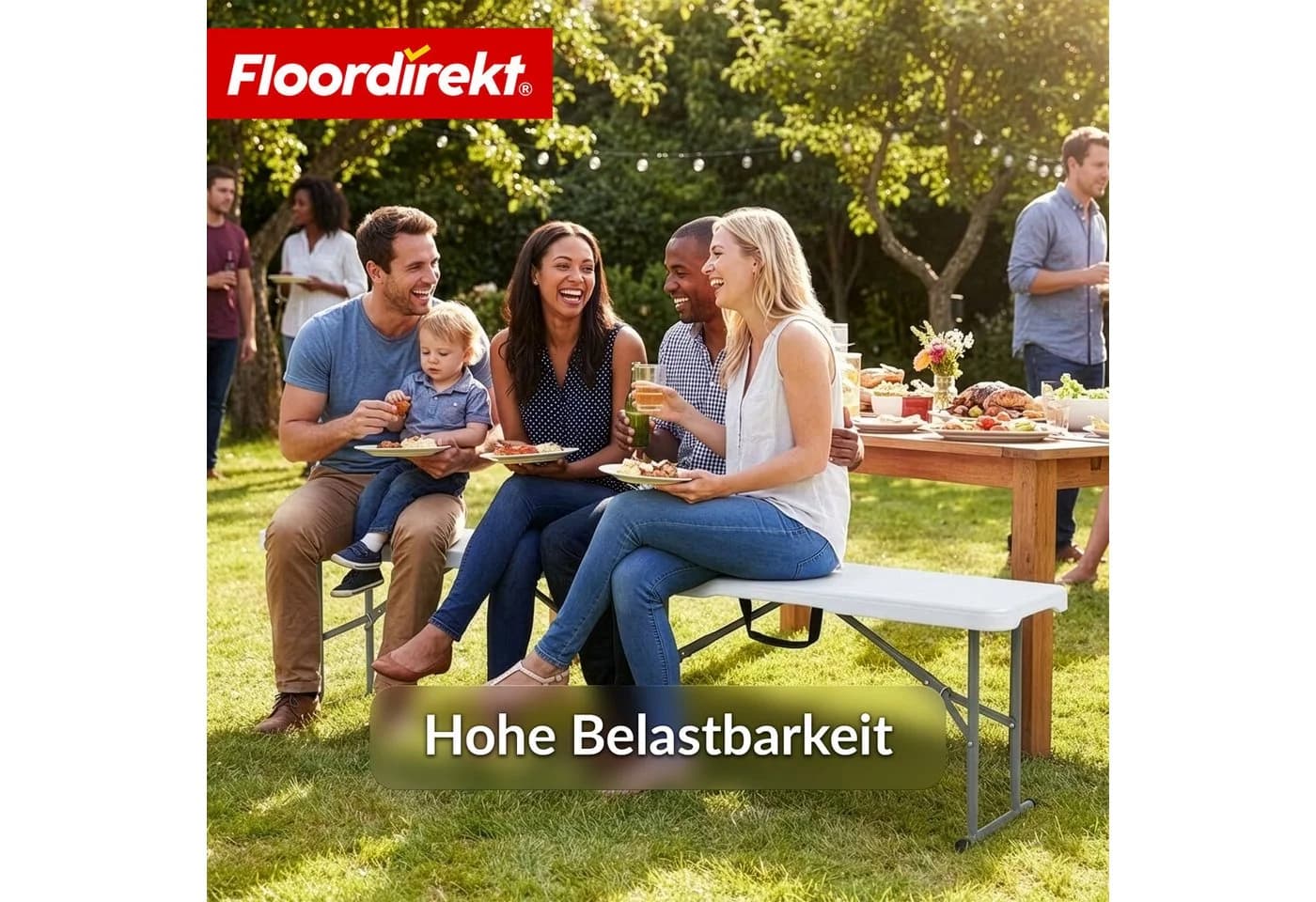 Floordirekt Gartenbank Chiba Klappbar 183 cm Weiß - Bild 3