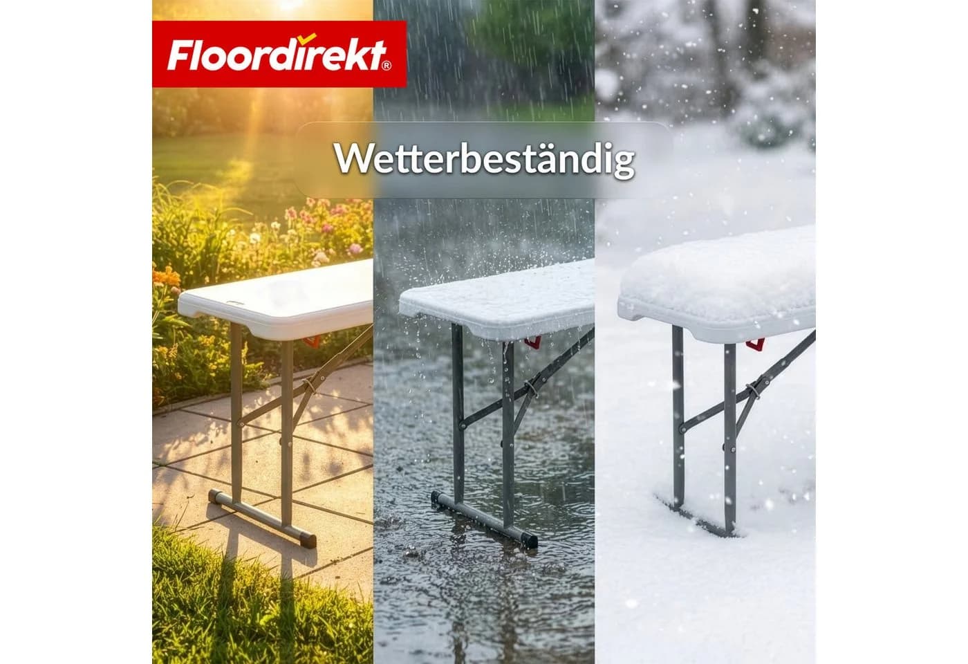 Floordirekt Gartenbank Chiba Klappbar 183 cm Weiß - Bild 5