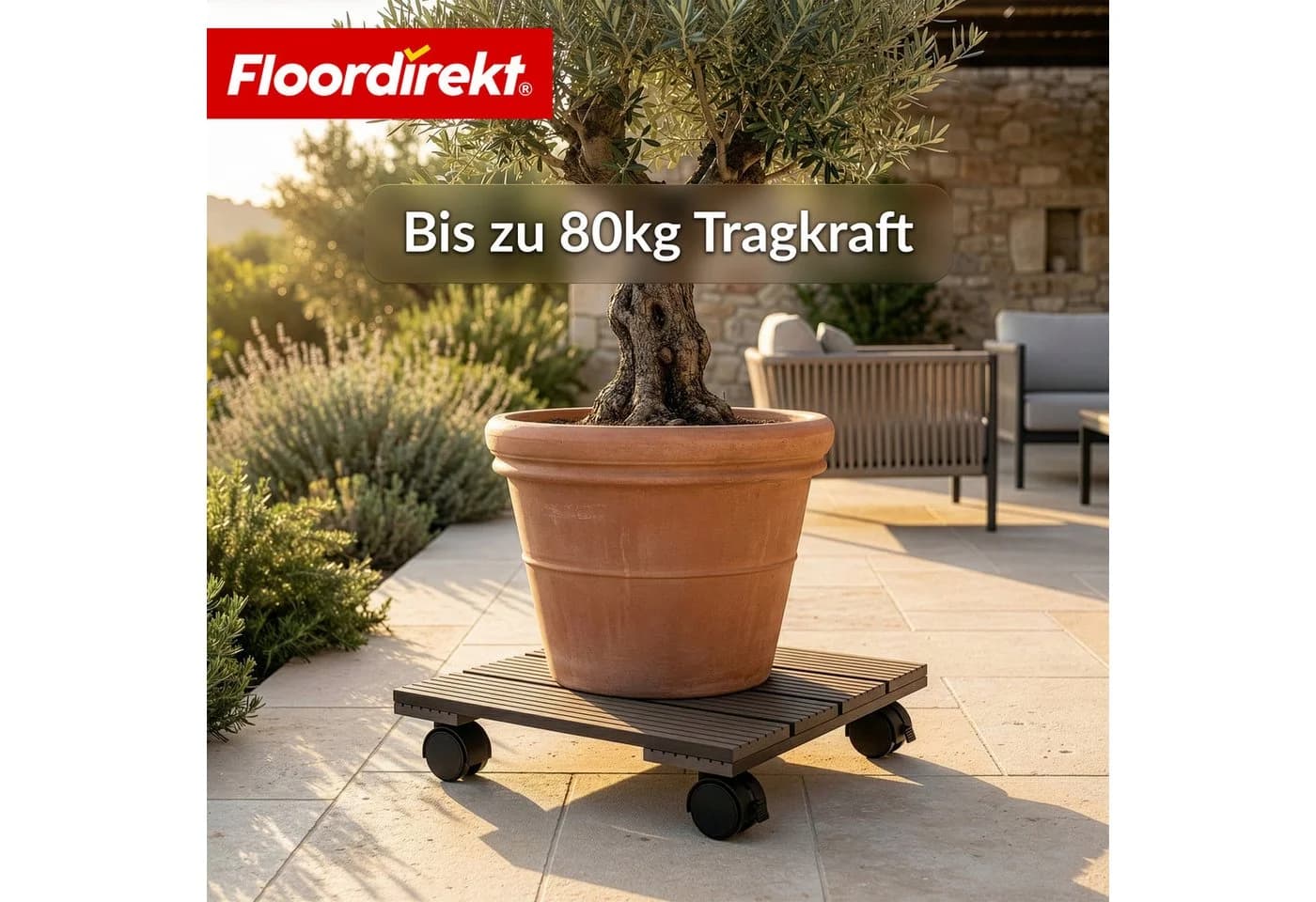 Floordirekt Pflanzenroller Marquis WPC 30x30 cm mit Bremse - Bild 5